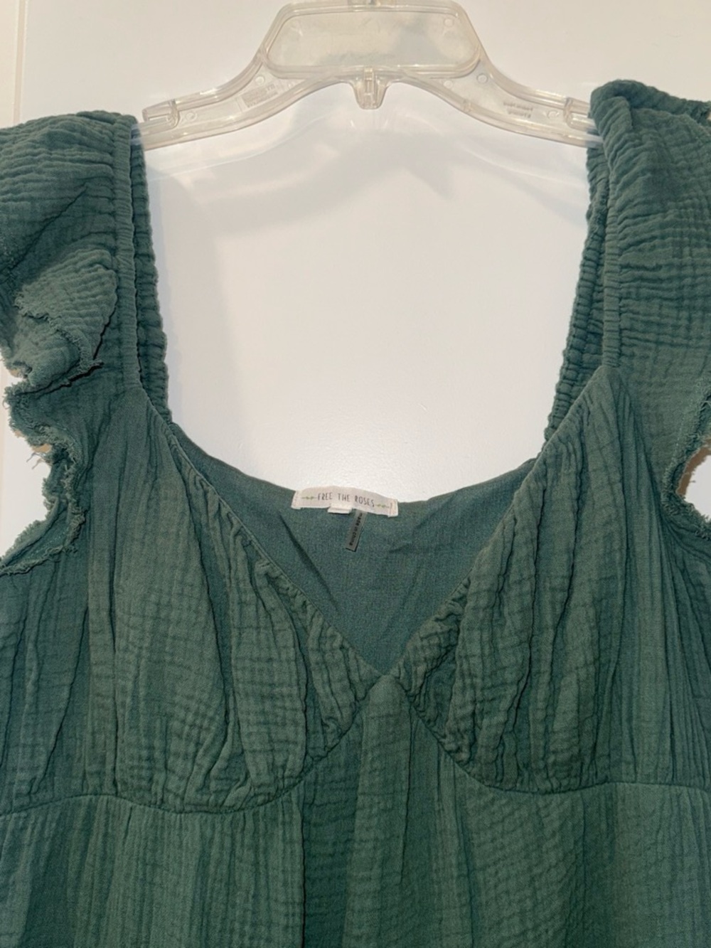 Free the Roses || Deep Green Tiered Maxi Dress with Ruffle Sleeves - Picture 3 of 7